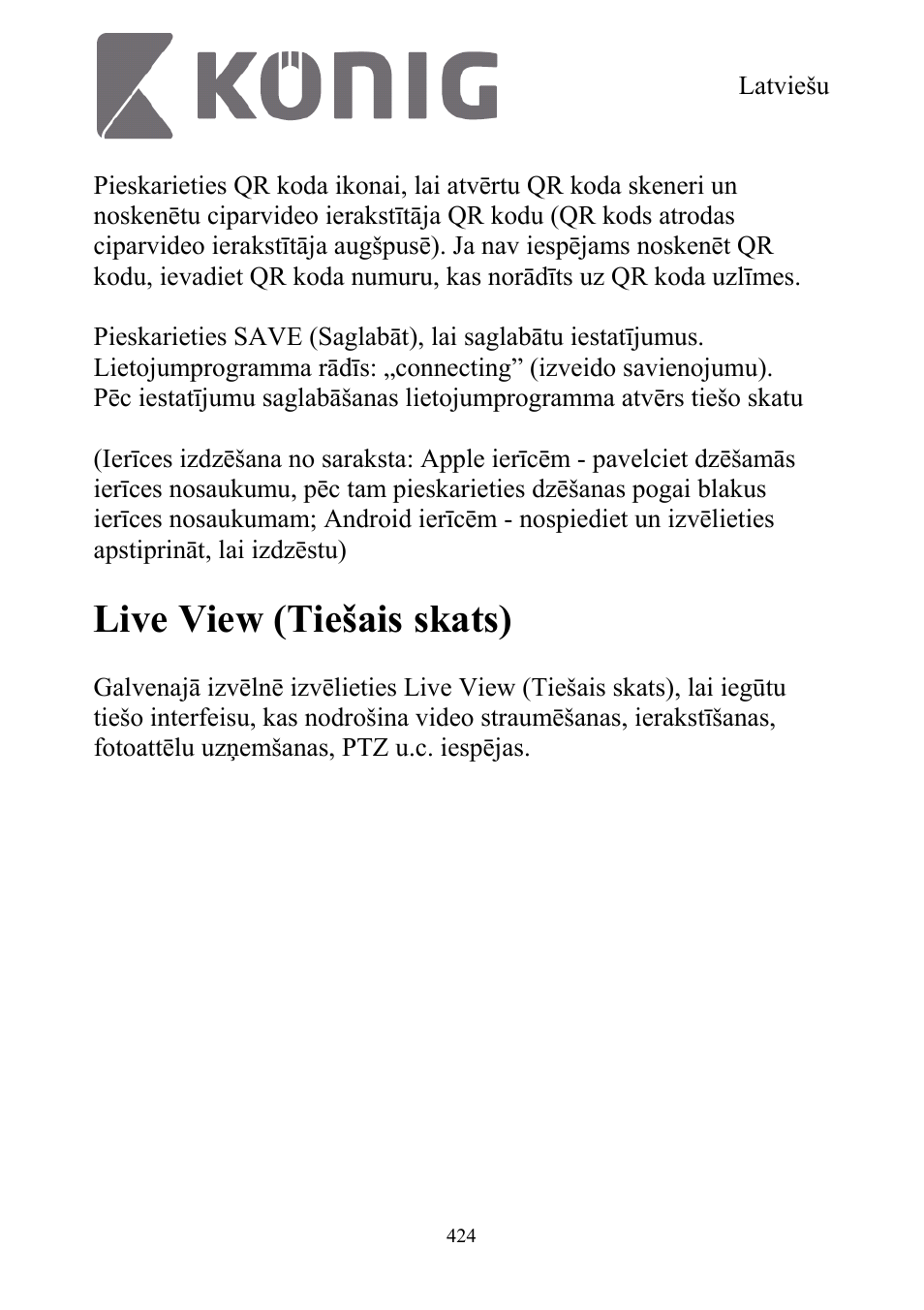 Live view (tiešais skats) | Konig Electronic Digital security video recorder equipped with built-in 500 GB hard disk User Manual | Page 424 / 550