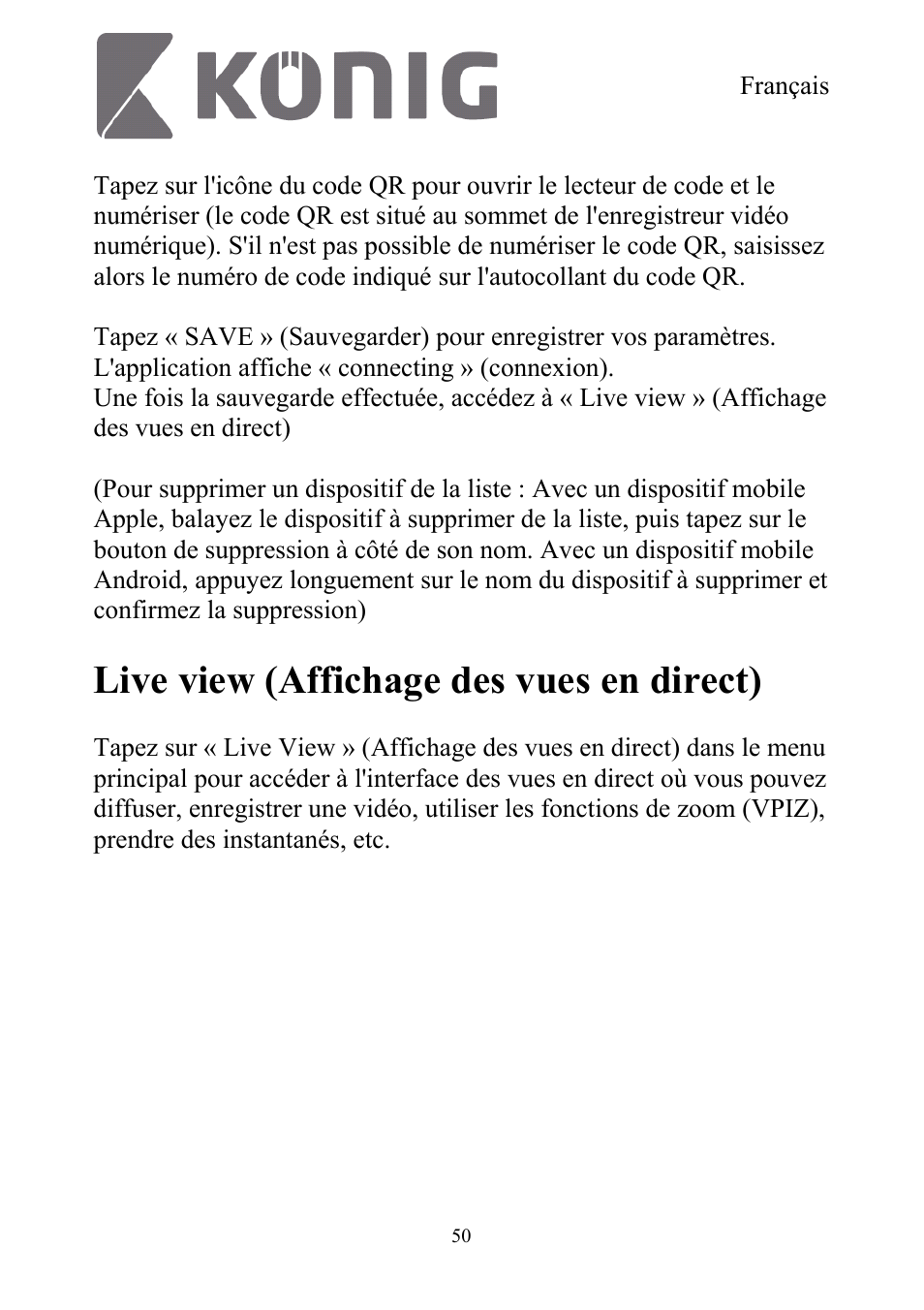 Live view (affichage des vues en direct) | Konig Electronic Digital security video recorder equipped with built-in 500 GB hard disk User Manual | Page 50 / 550