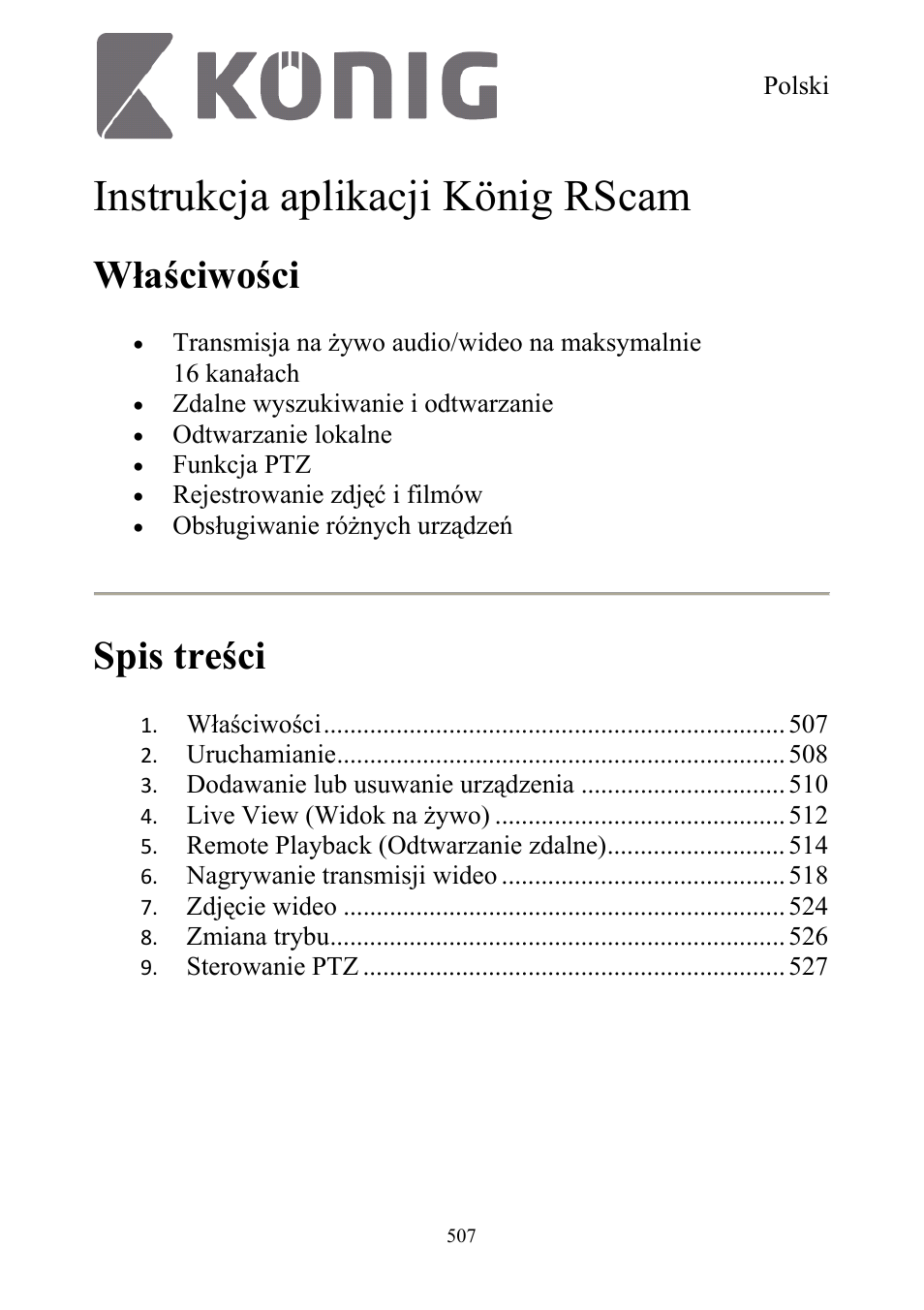 Konig Electronic Digital security video recorder equipped with built-in 500 GB hard disk User Manual | Page 507 / 550