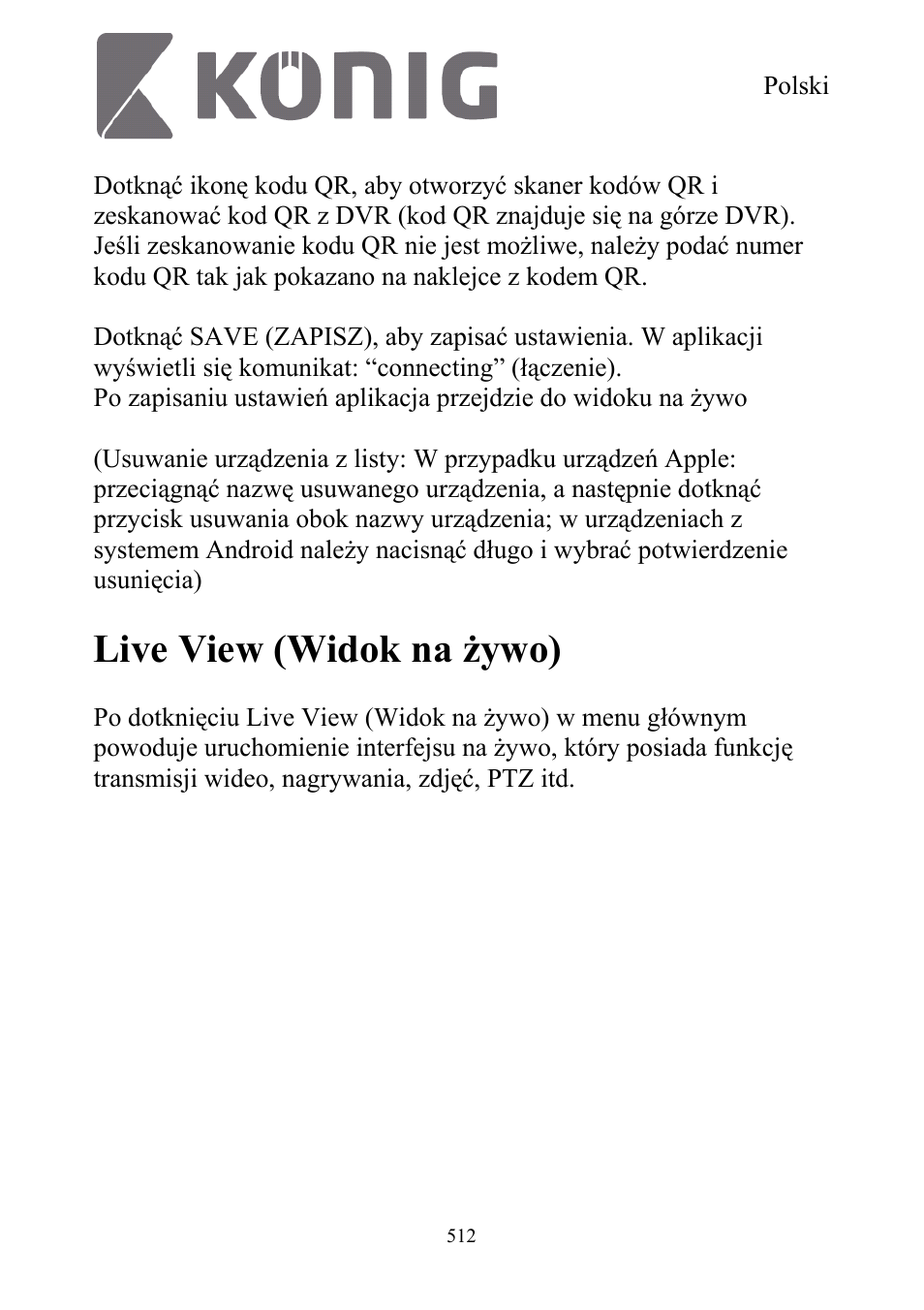 Live view (widok na żywo) | Konig Electronic Digital security video recorder equipped with built-in 500 GB hard disk User Manual | Page 512 / 550