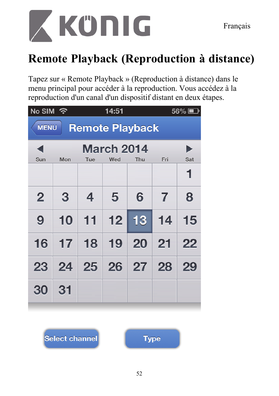 Remote playback (reproduction à distance) | Konig Electronic Digital security video recorder equipped with built-in 500 GB hard disk User Manual | Page 52 / 550