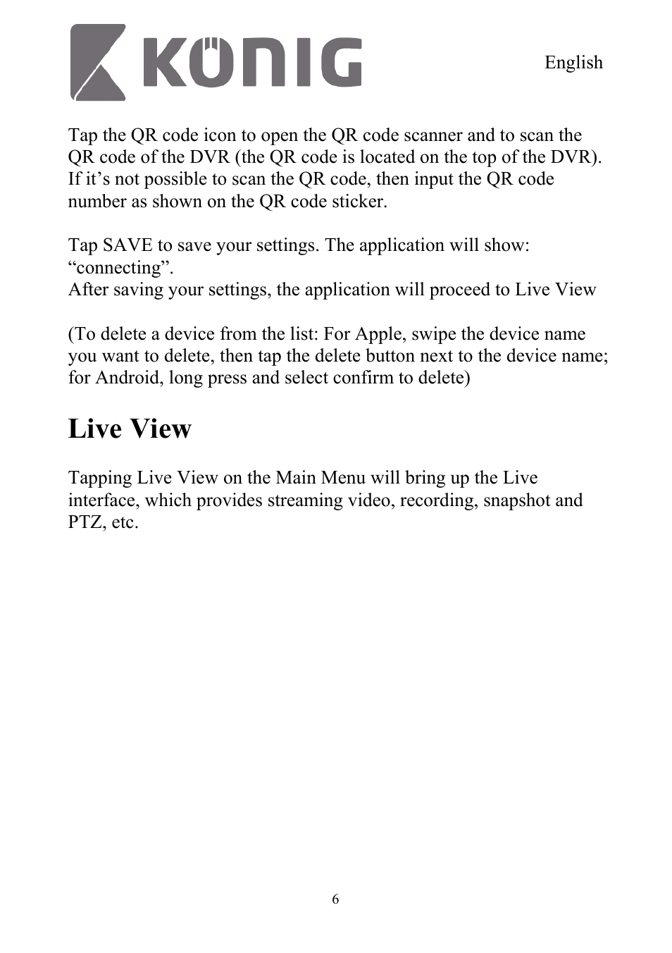 Live view | Konig Electronic Digital security video recorder equipped with built-in 500 GB hard disk User Manual | Page 6 / 550