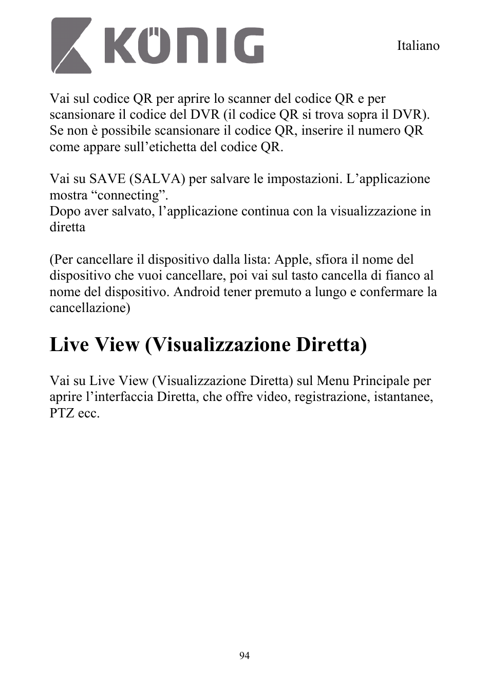 Live view (visualizzazione diretta) | Konig Electronic Digital security video recorder equipped with built-in 500 GB hard disk User Manual | Page 94 / 550