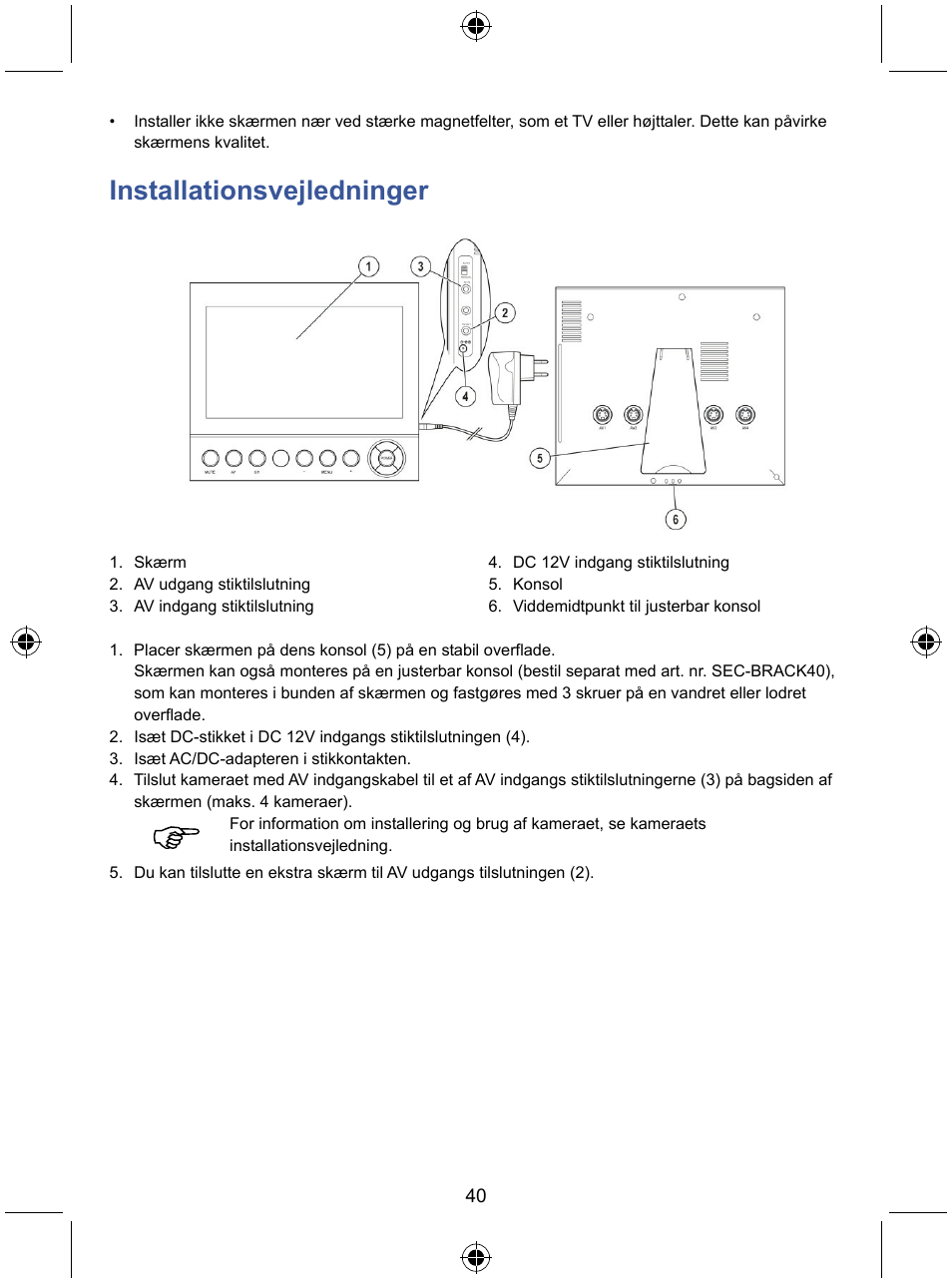 Installationsvejledninger | Konig Electronic 7" color LCD monitor User Manual | Page 40 / 59