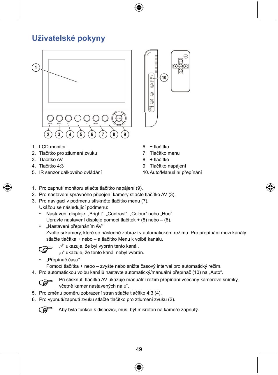 Uživatelské pokyny | Konig Electronic 7" color LCD monitor User Manual | Page 49 / 59