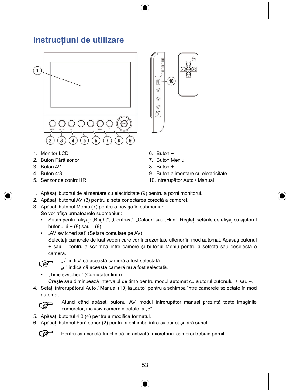 Instrucţiuni de utilizare | Konig Electronic 7" color LCD monitor User Manual | Page 53 / 59