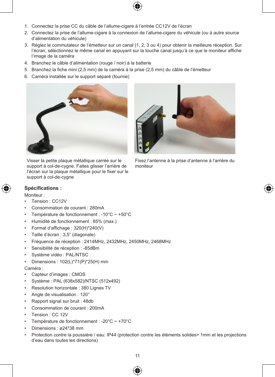 Konig Electronic Wireless rear view camera system User Manual | Page 11 / 52