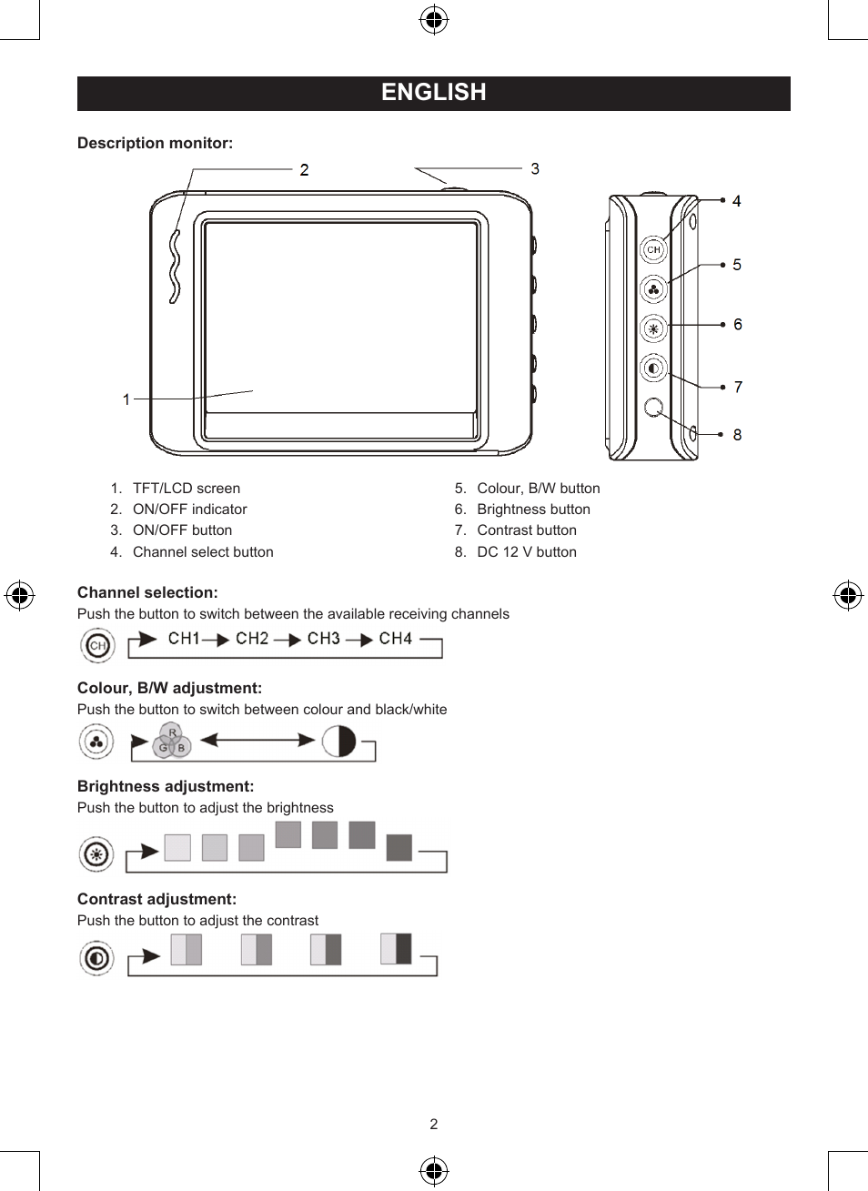 Manual (p. 2), Wireless rear view system, English | Konig Electronic Wireless rear view camera system User Manual | Page 2 / 52