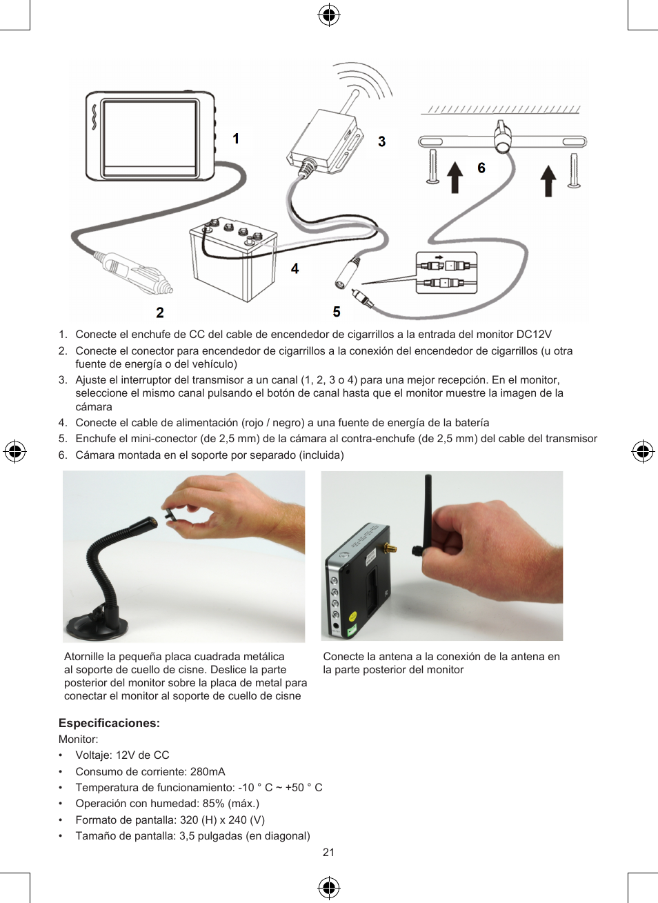 Konig Electronic Wireless rear view camera system User Manual | Page 21 / 52