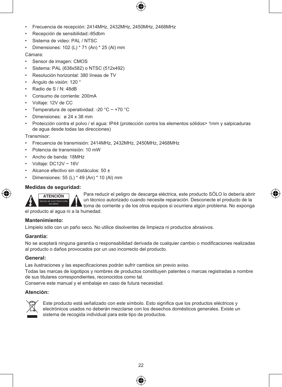 Konig Electronic Wireless rear view camera system User Manual | Page 22 / 52