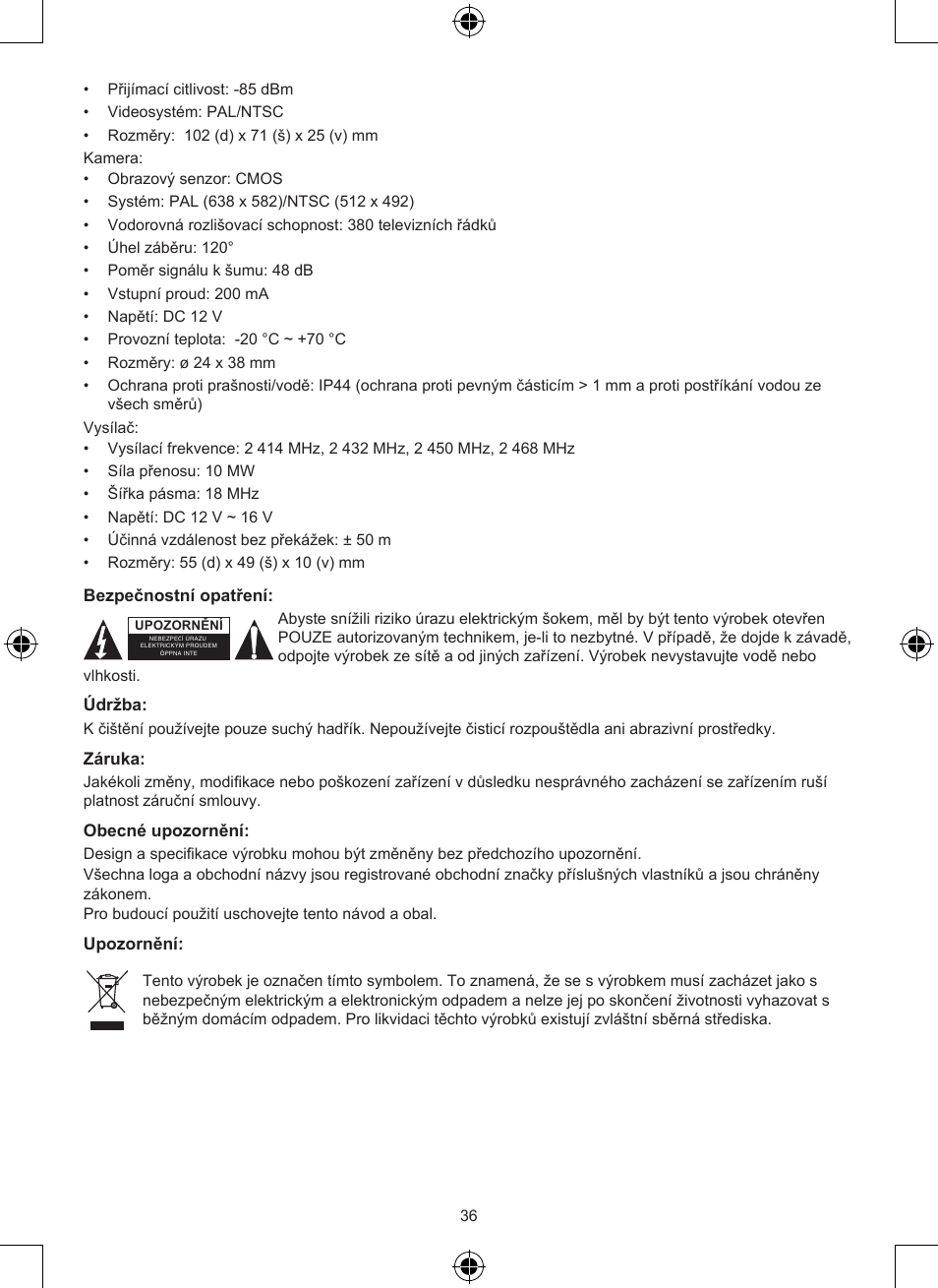 Konig Electronic Wireless rear view camera system User Manual | Page 36 / 52