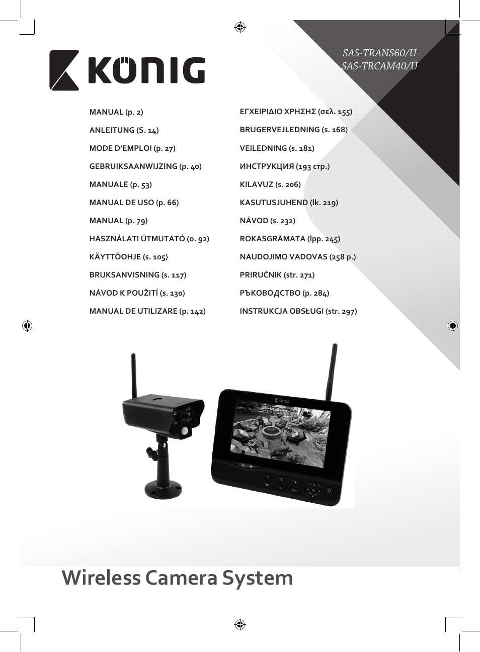 Konig Electronic Digital 2.4 GHz wireless camera for SEC-TRANS60 User Manual | 309 pages