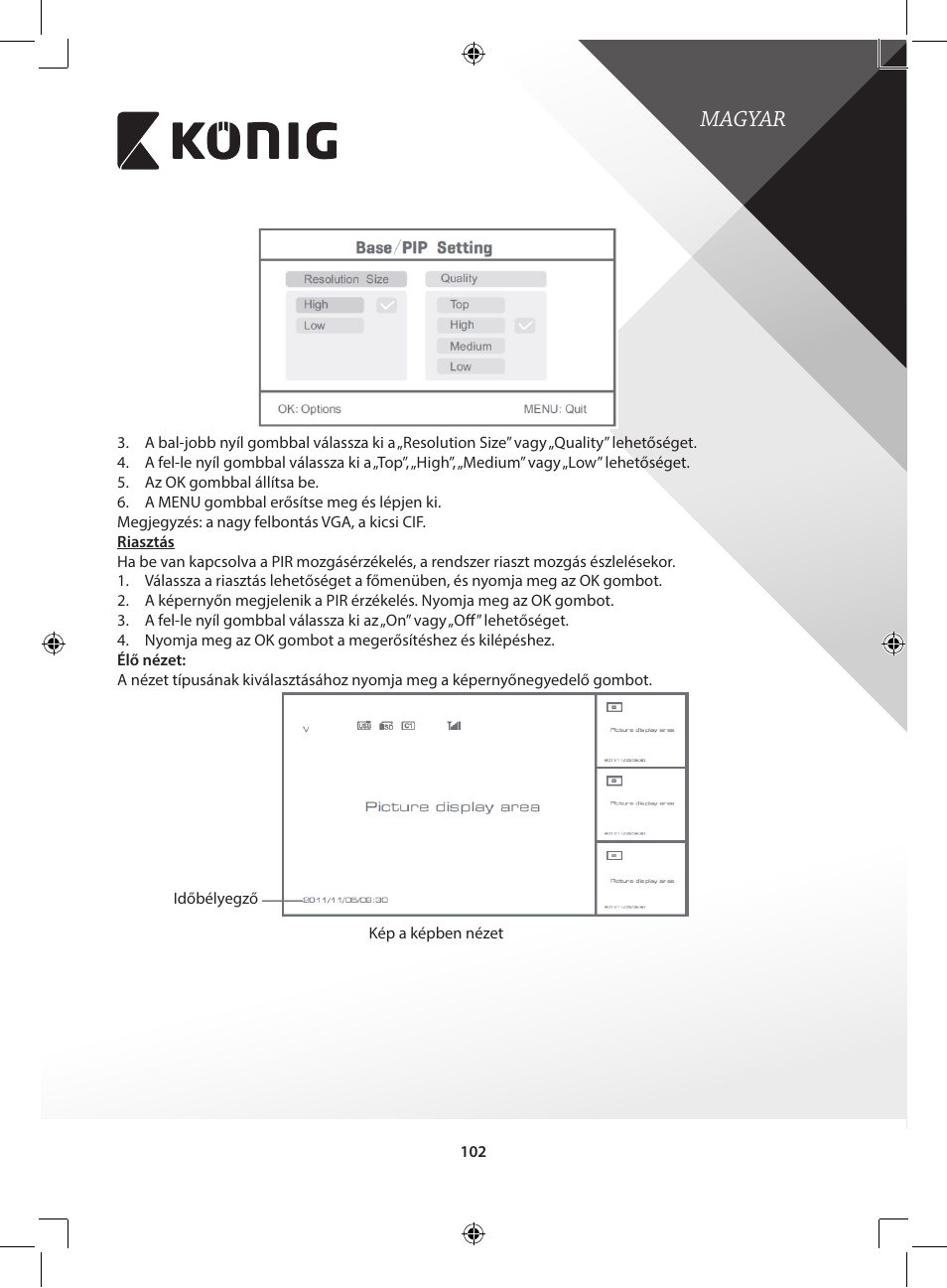 Magyar | Konig Electronic Digital 2.4 GHz wireless camera for SEC-TRANS60 User Manual | Page 102 / 309