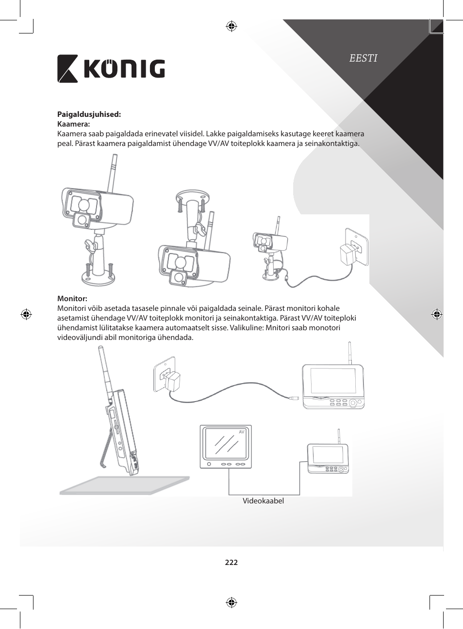 Eesti | Konig Electronic Digital 2.4 GHz wireless camera for SEC-TRANS60 User Manual | Page 222 / 309