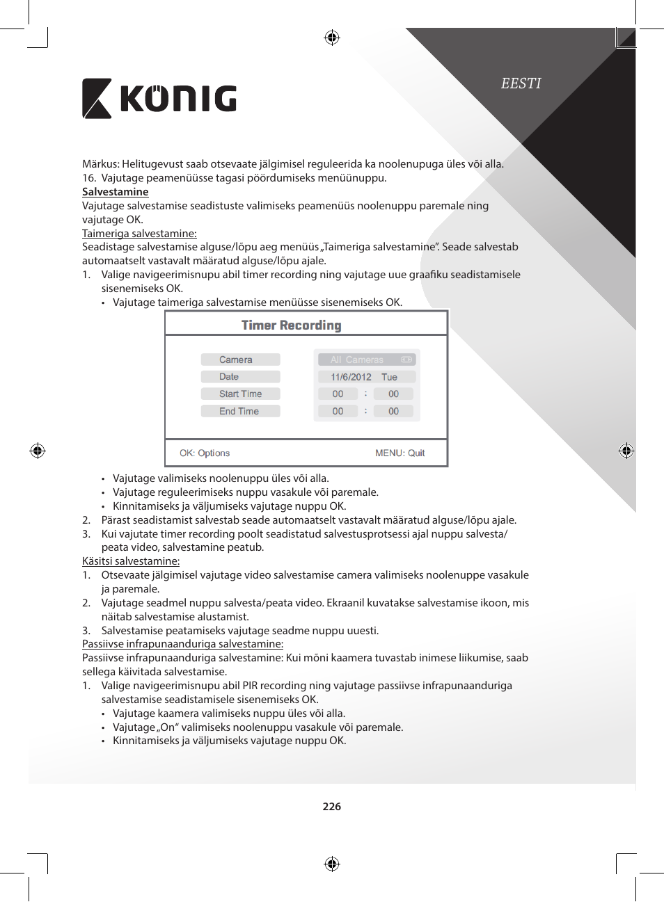 Eesti | Konig Electronic Digital 2.4 GHz wireless camera for SEC-TRANS60 User Manual | Page 226 / 309