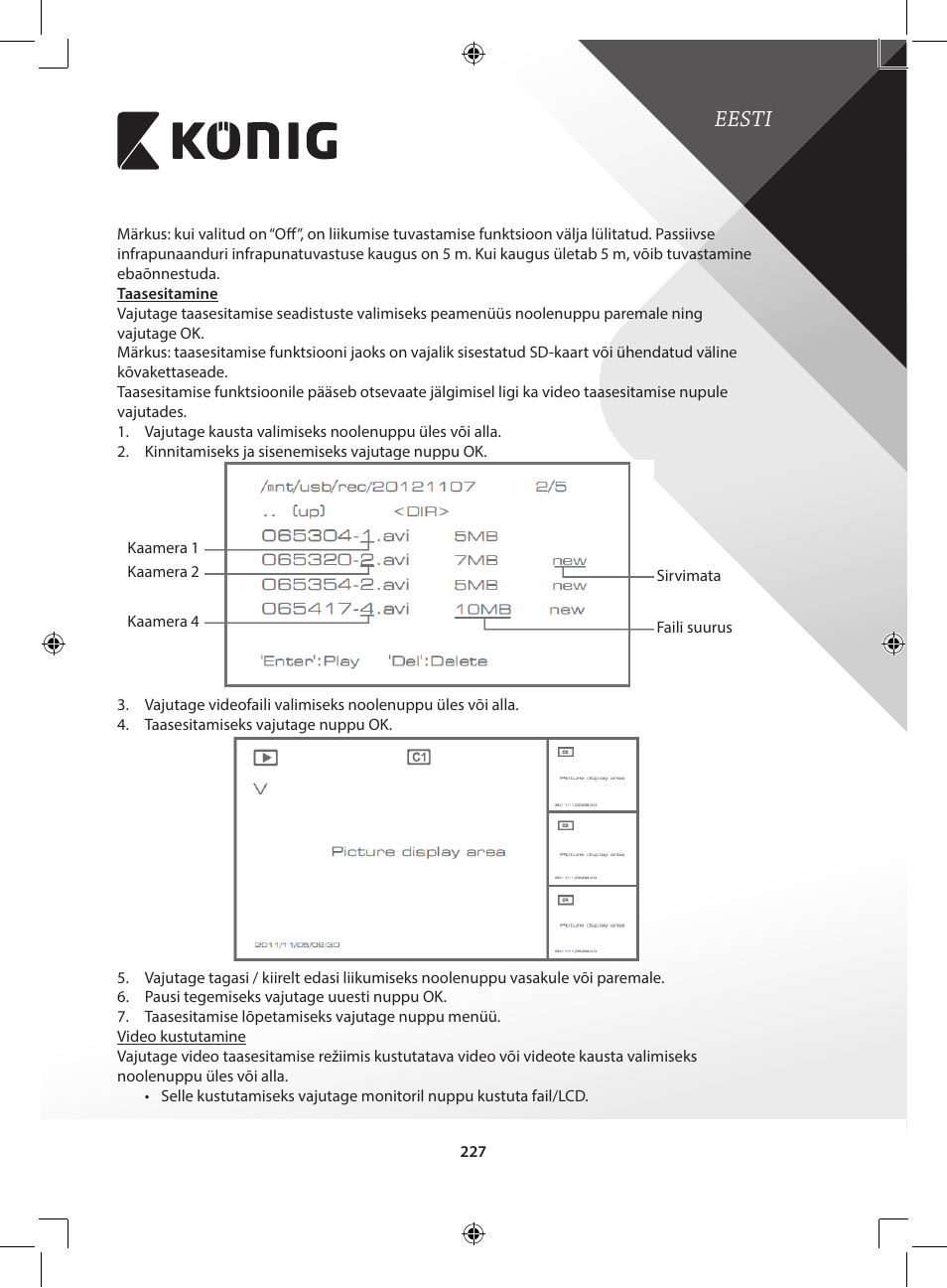 Eesti | Konig Electronic Digital 2.4 GHz wireless camera for SEC-TRANS60 User Manual | Page 227 / 309