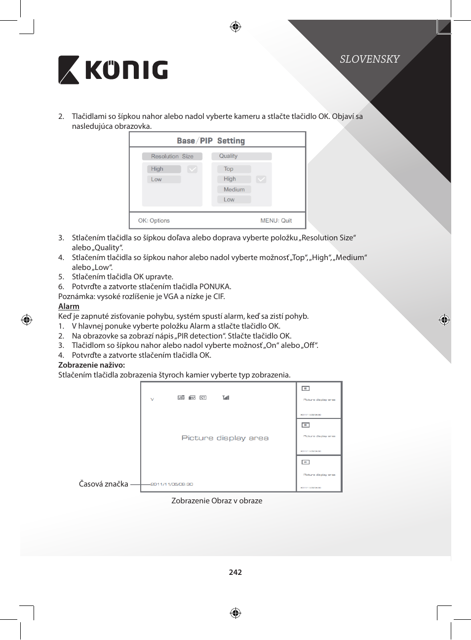 Slovensky | Konig Electronic Digital 2.4 GHz wireless camera for SEC-TRANS60 User Manual | Page 242 / 309