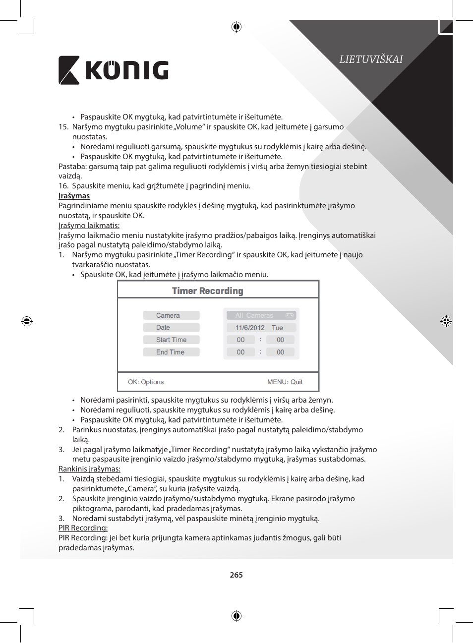 Lietuviškai | Konig Electronic Digital 2.4 GHz wireless camera for SEC-TRANS60 User Manual | Page 265 / 309