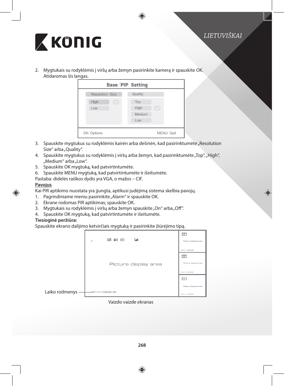 Lietuviškai | Konig Electronic Digital 2.4 GHz wireless camera for SEC-TRANS60 User Manual | Page 268 / 309