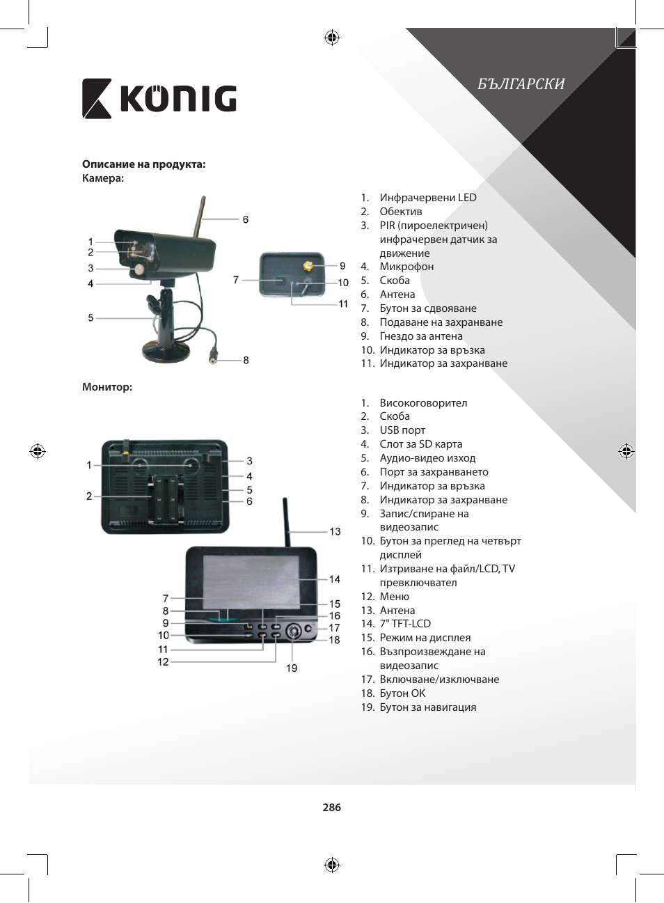 Български | Konig Electronic Digital 2.4 GHz wireless camera for SEC-TRANS60 User Manual | Page 286 / 309
