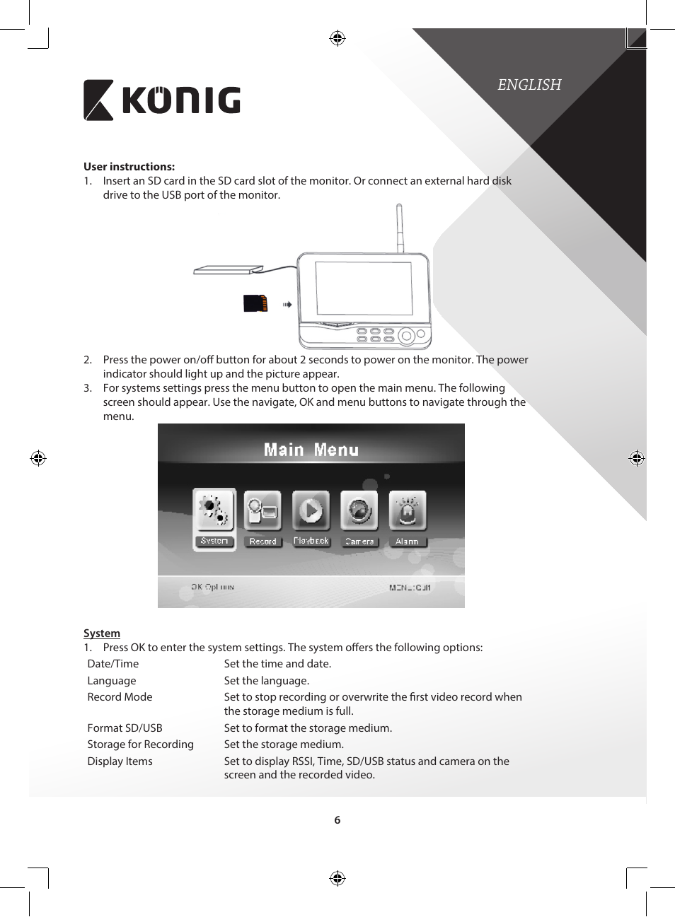 English | Konig Electronic Digital 2.4 GHz wireless camera for SEC-TRANS60 User Manual | Page 6 / 309