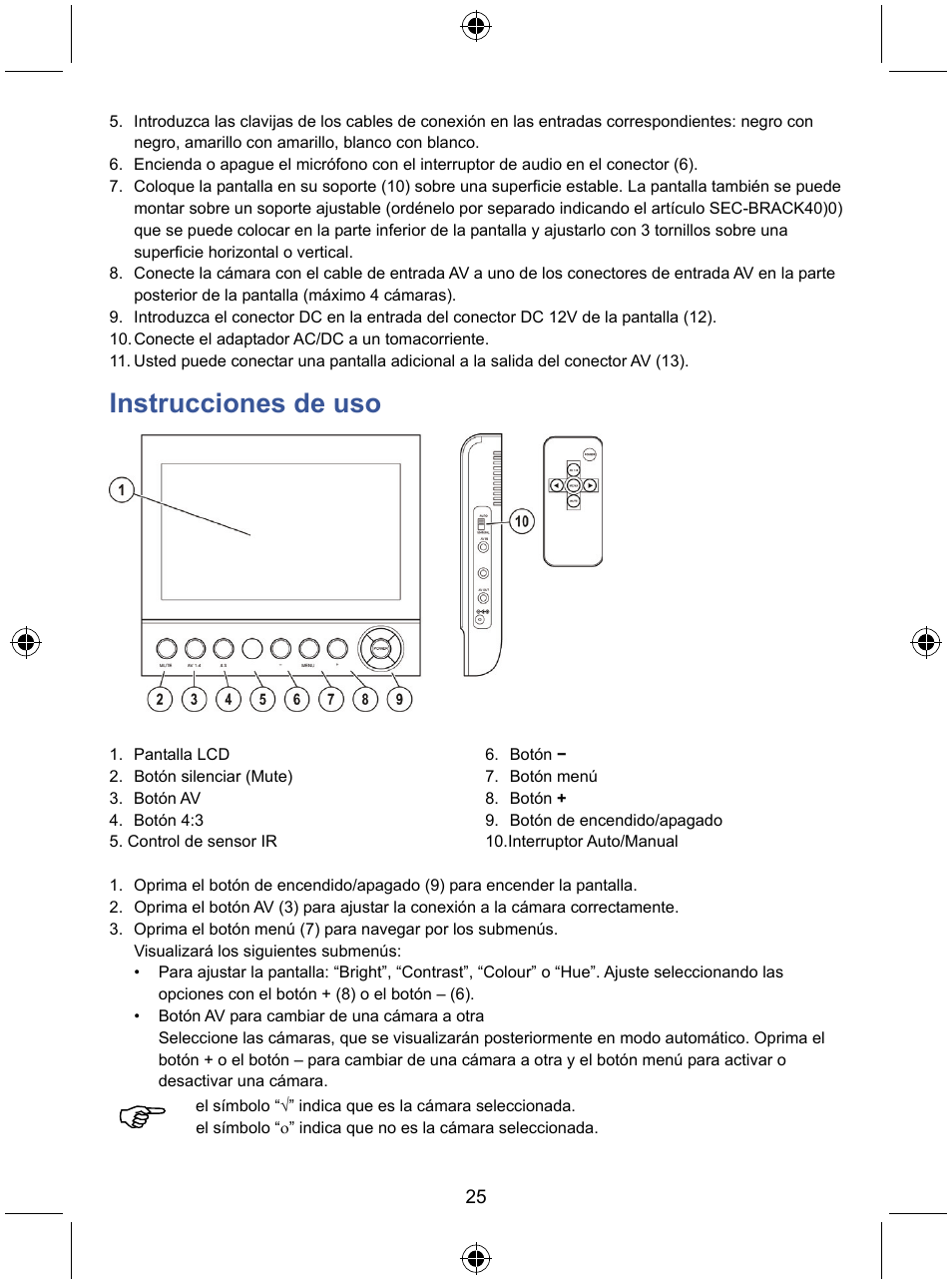 Instrucciones de uso | Konig Electronic 7" LCD monitor with camera User Manual | Page 25 / 59