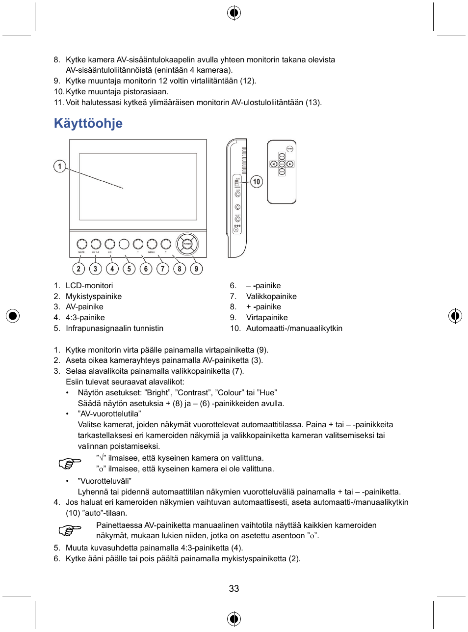 Käyttöohje | Konig Electronic 7" LCD monitor with camera User Manual | Page 33 / 59
