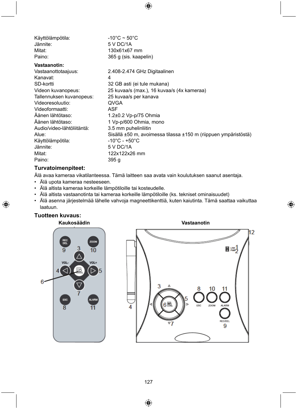 Konig Electronic Digital 2.4 GHz wireless camera system User Manual | Page 127 / 252