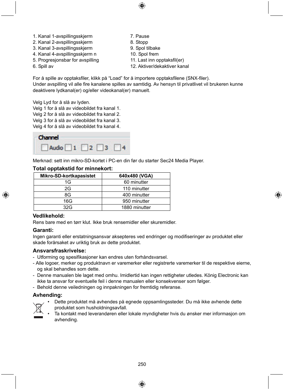Konig Electronic Digital 2.4 GHz wireless camera system User Manual | Page 250 / 252