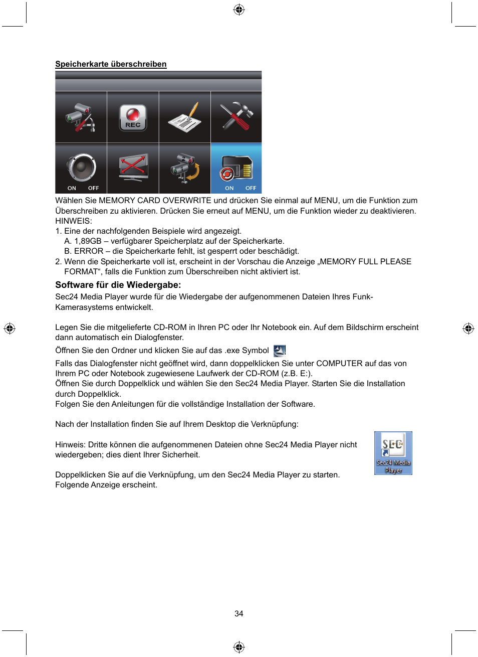 Konig Electronic Digital 2.4 GHz wireless camera system User Manual | Page 34 / 252
