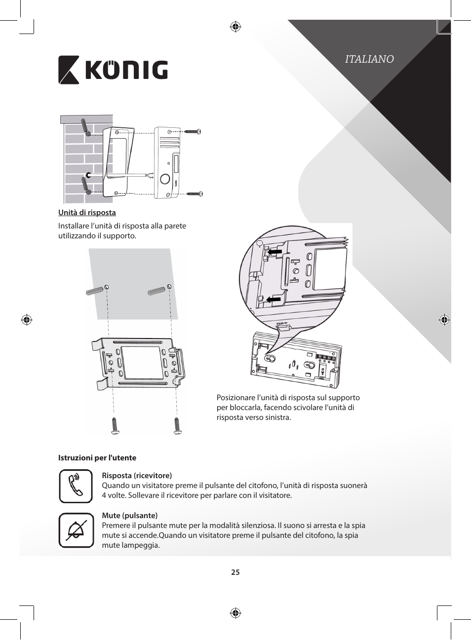 Italiano | Konig Electronic Door phone intercom User Manual | Page 25 / 126
