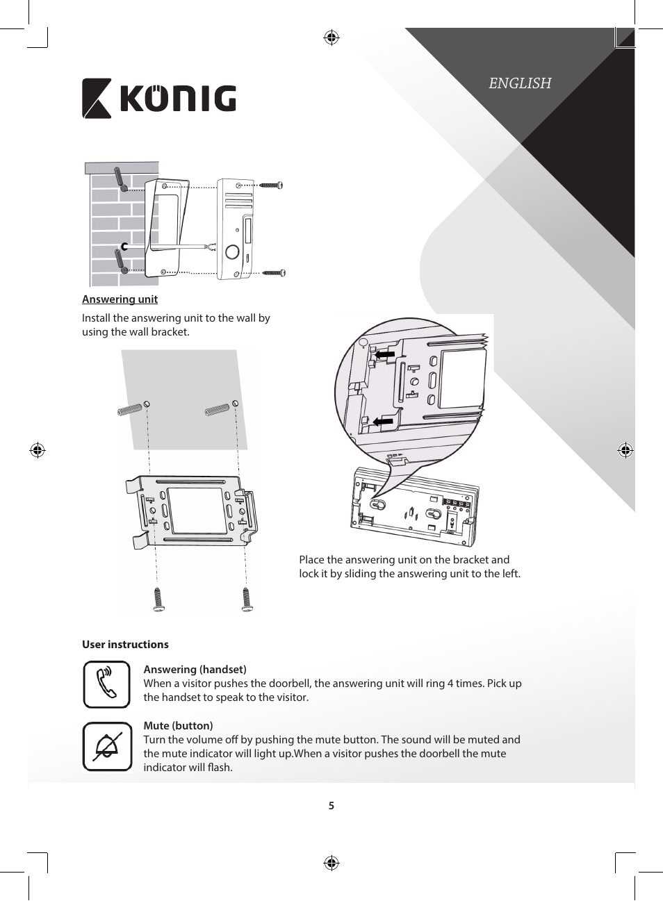 English | Konig Electronic Door phone intercom User Manual | Page 5 / 126