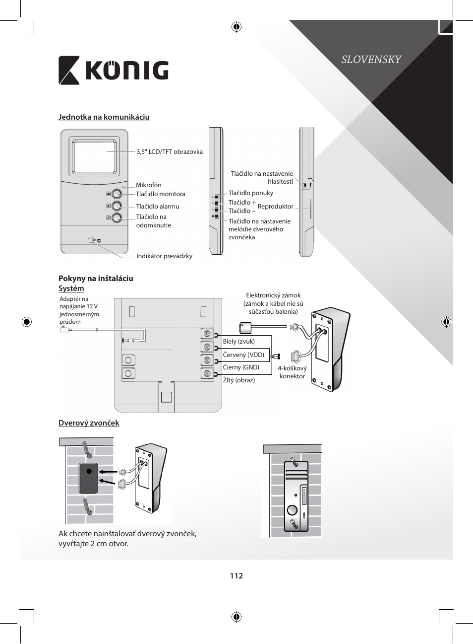 Slovensky | Konig Electronic Video door phone system User Manual | Page 112 / 151