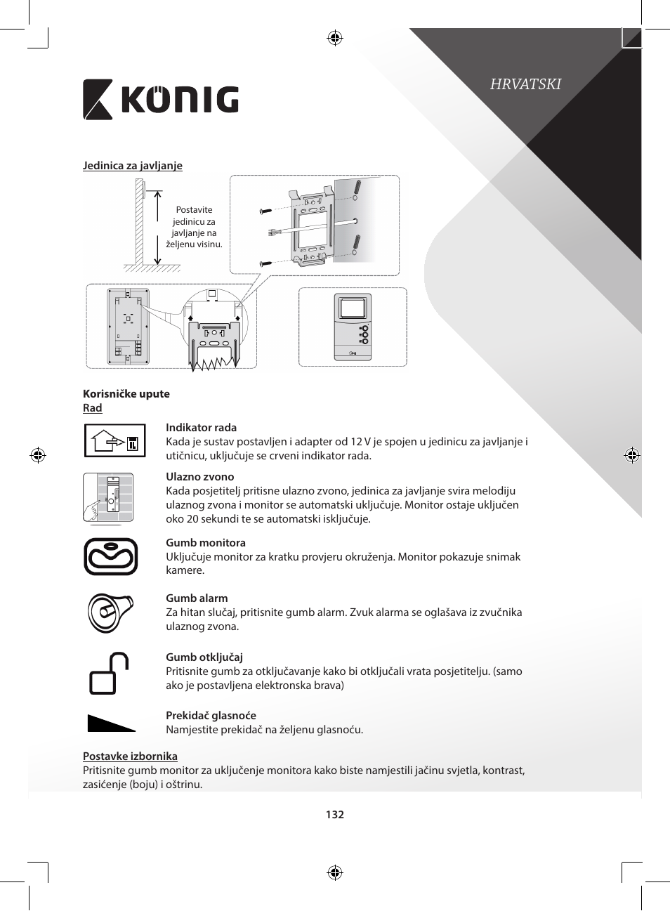 Hrvatski | Konig Electronic Video door phone system User Manual | Page 132 / 151