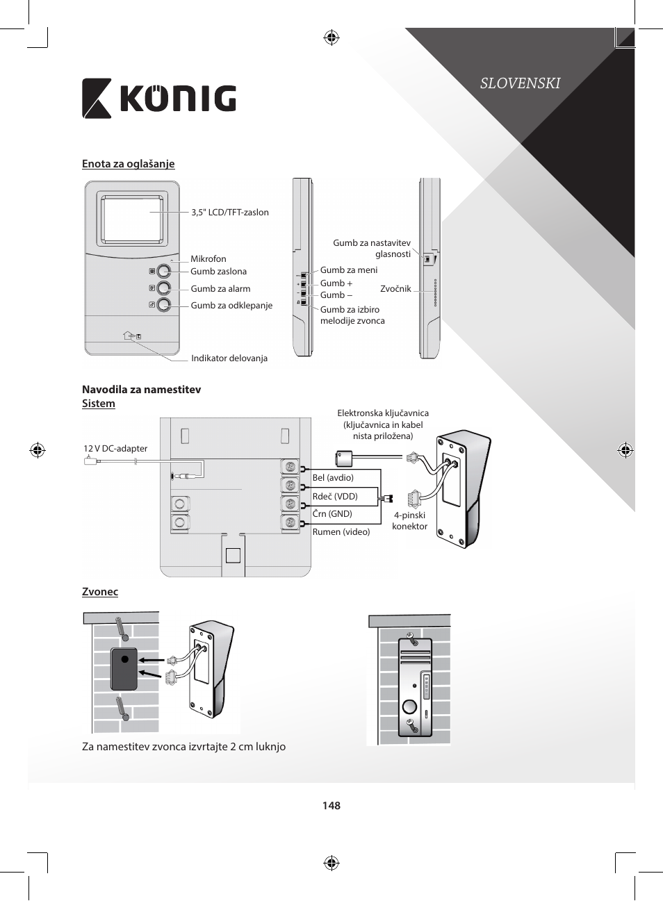 Slovenski | Konig Electronic Video door phone system User Manual | Page 148 / 151