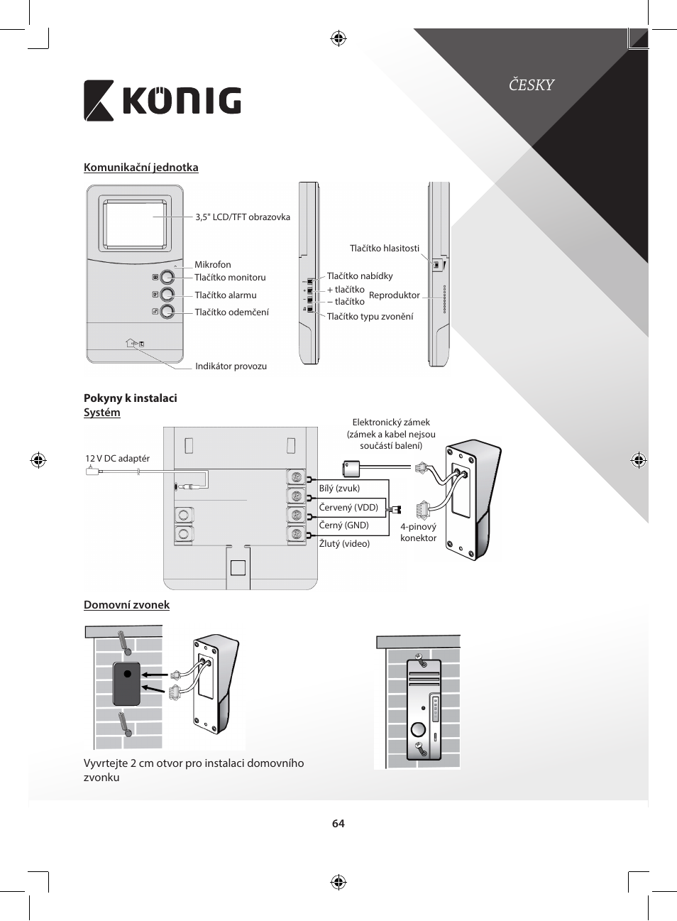 Česky | Konig Electronic Video door phone system User Manual | Page 64 / 151
