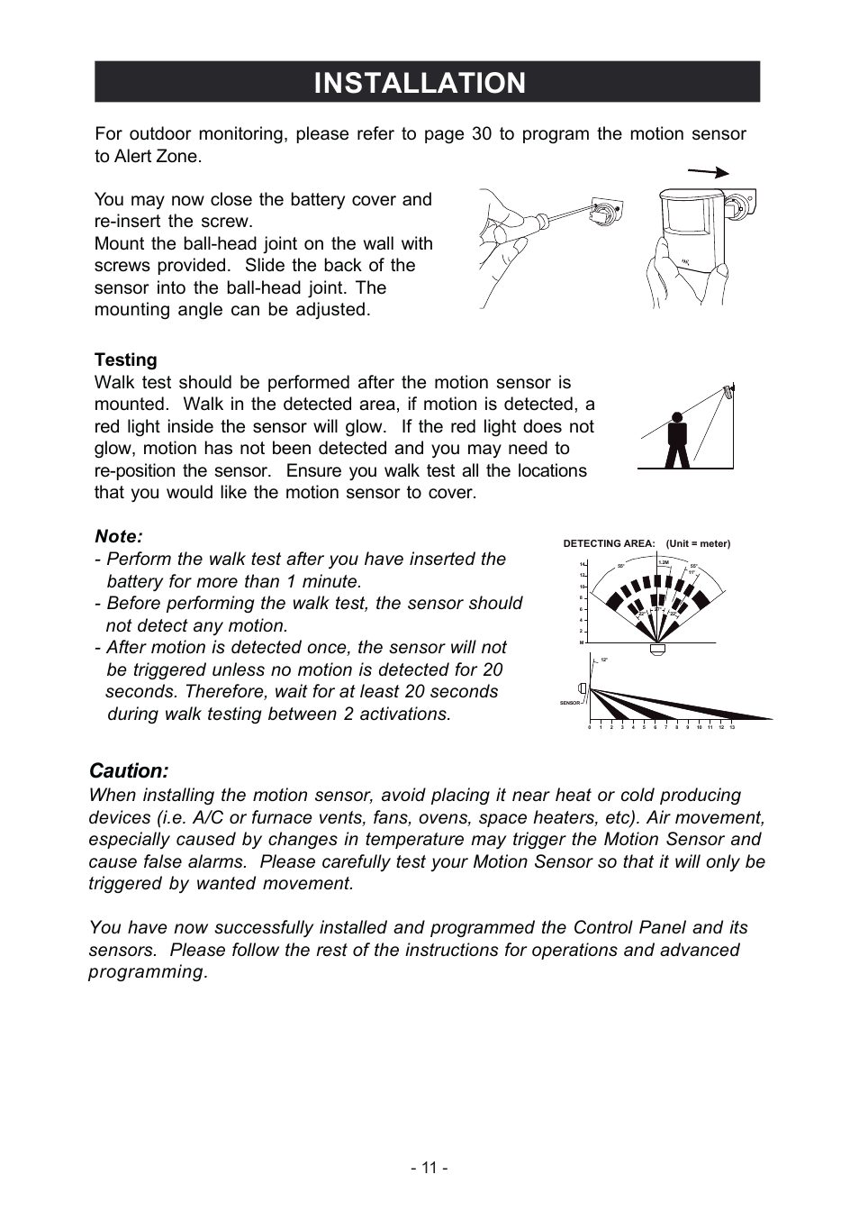 Installation, Caution | Konig Electronic Wireless alarm system User Manual | Page 11 / 37