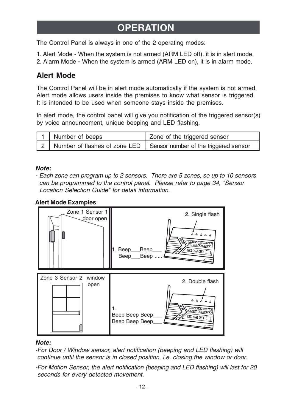 Operation, Alert mode | Konig Electronic Wireless alarm system User Manual | Page 12 / 37