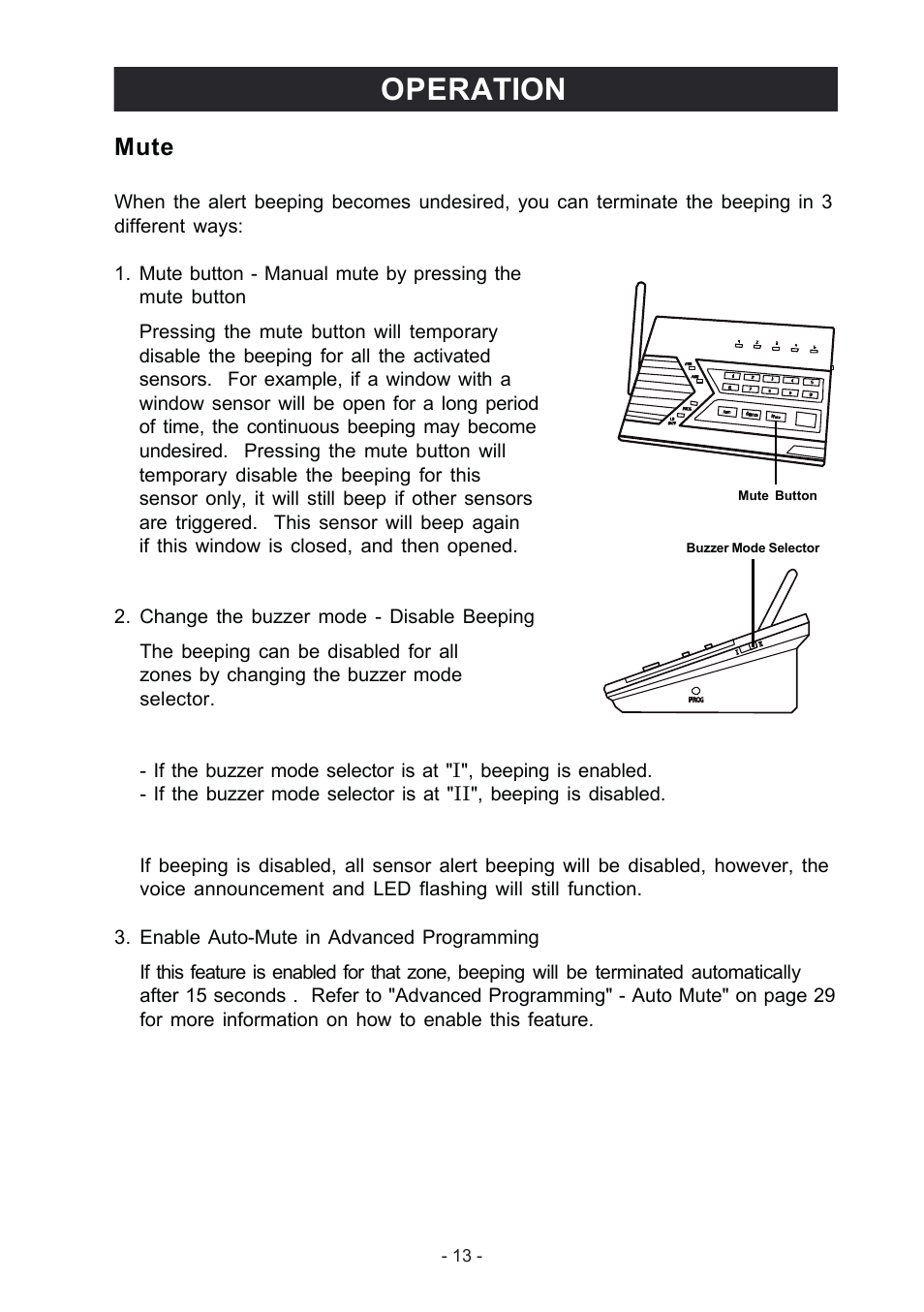 Operation, Mute | Konig Electronic Wireless alarm system User Manual | Page 13 / 37