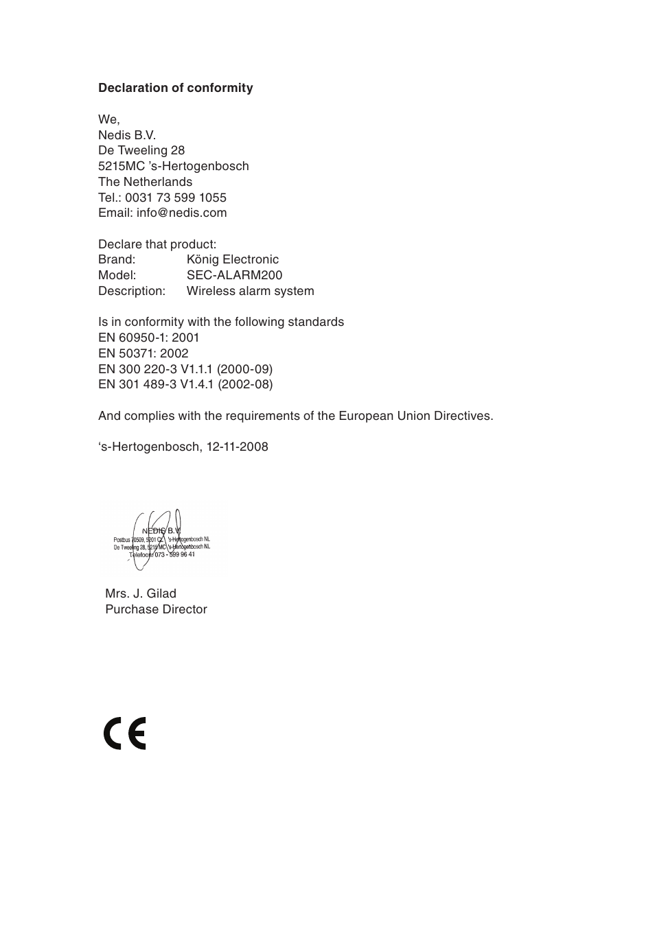 Konig Electronic Wireless alarm system User Manual | Page 37 / 37