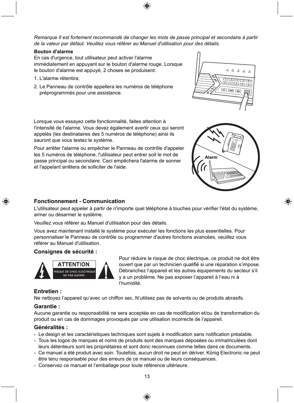 Konig Electronic Wireless alarm system User Manual | Page 13 / 72