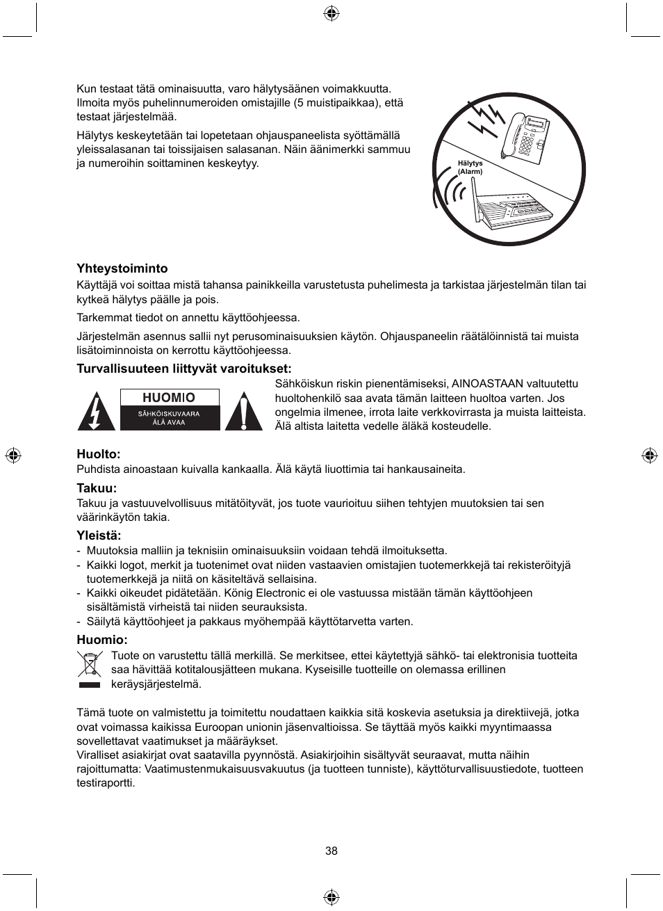 Konig Electronic Wireless alarm system User Manual | Page 38 / 72