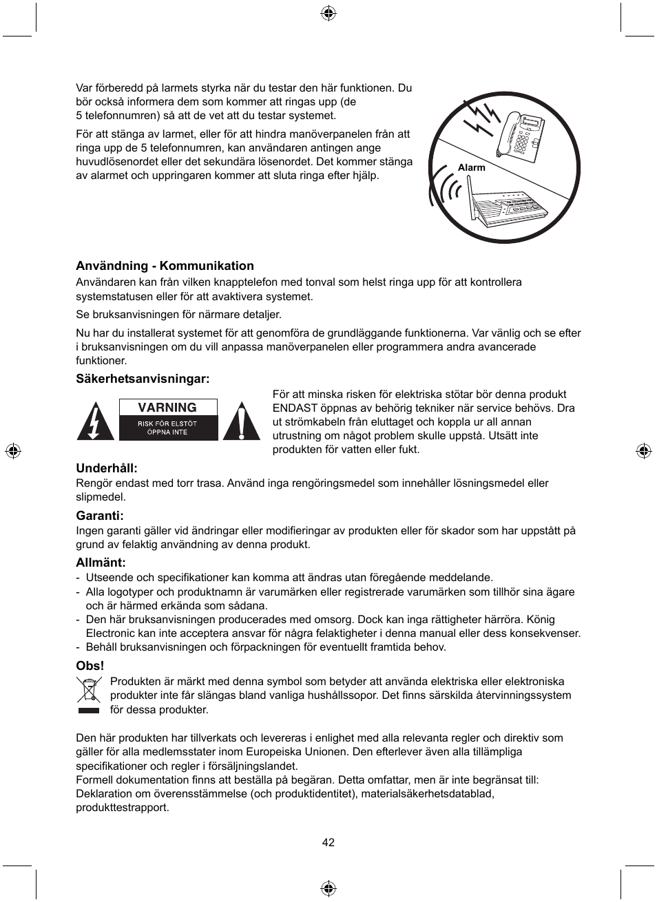 Konig Electronic Wireless alarm system User Manual | Page 42 / 72
