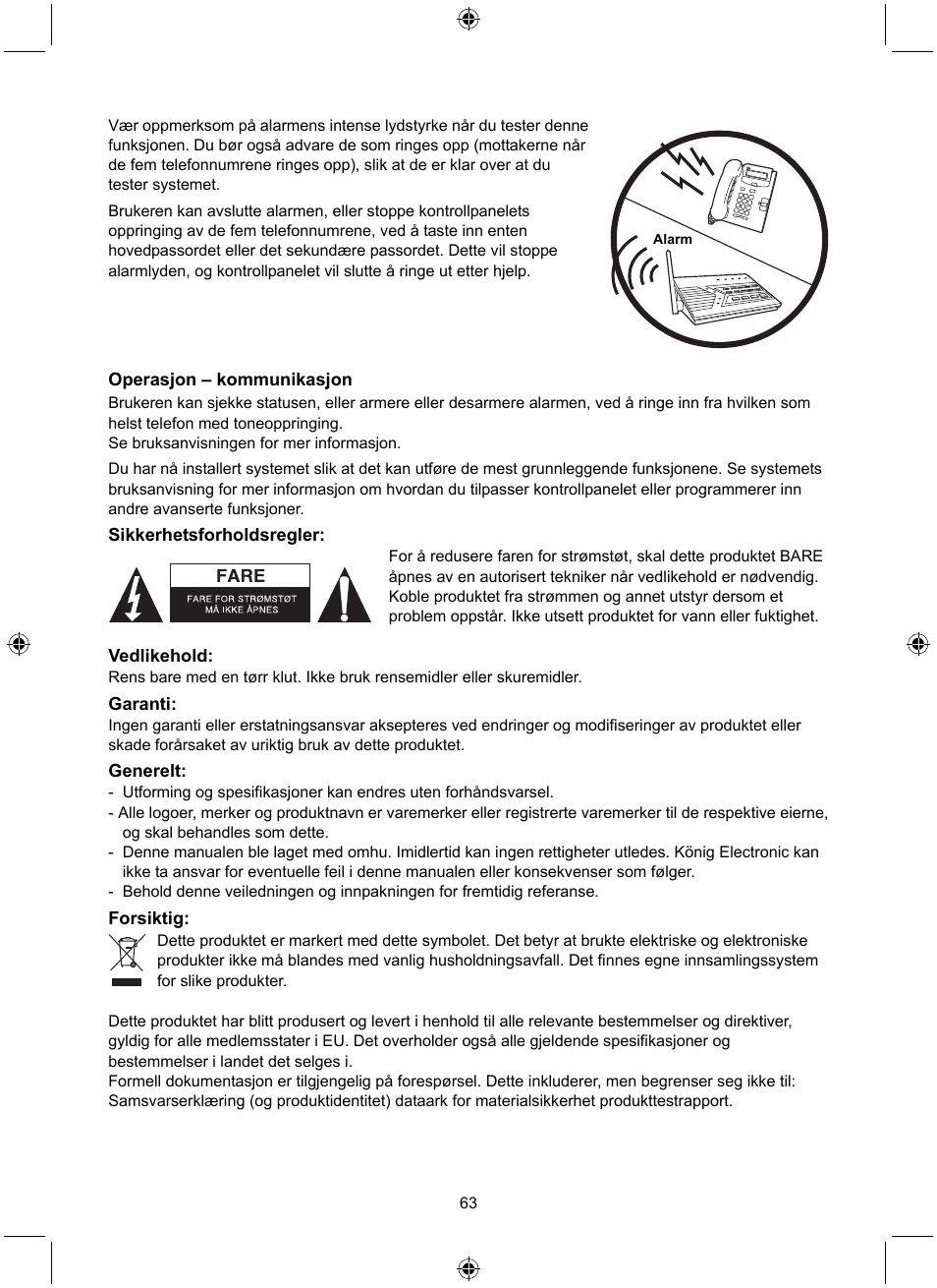 Konig Electronic Wireless alarm system User Manual | Page 63 / 72