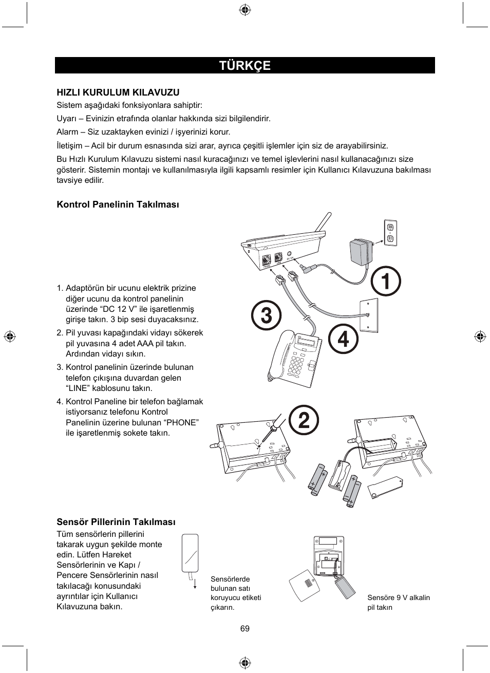 Türkçe | Konig Electronic Wireless alarm system User Manual | Page 69 / 72