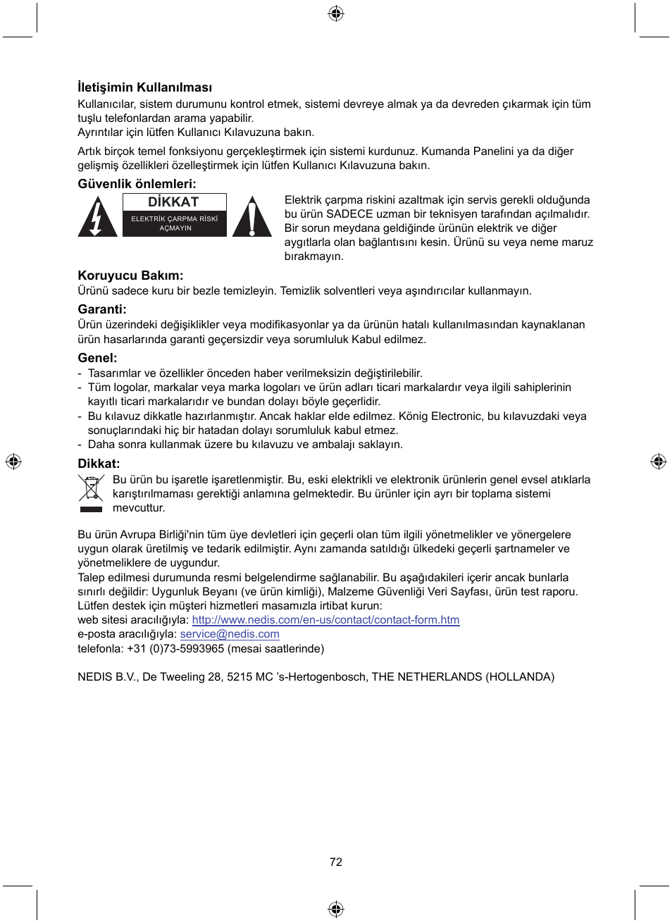 Konig Electronic Wireless alarm system User Manual | Page 72 / 72