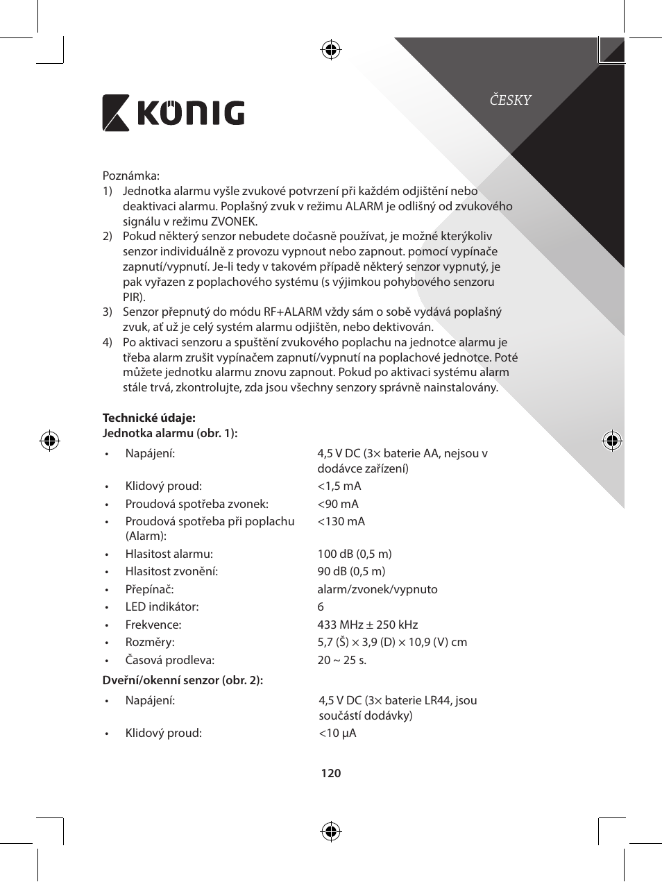Konig Electronic Wireless alarm system User Manual | Page 120 / 276