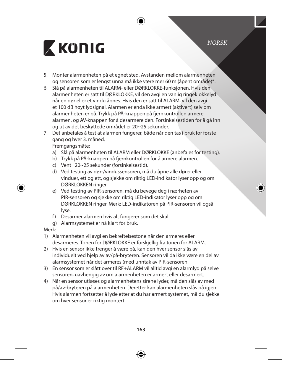 Konig Electronic Wireless alarm system User Manual | Page 163 / 276