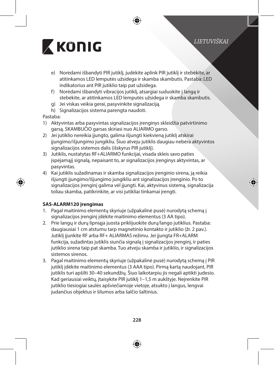 Konig Electronic Wireless alarm system User Manual | Page 228 / 276