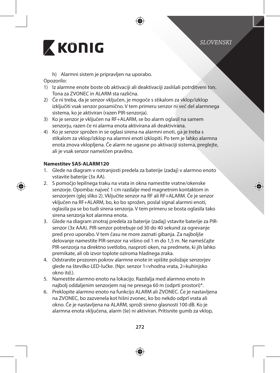 Konig Electronic Wireless alarm system User Manual | Page 272 / 276